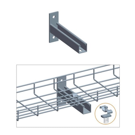 Quest Mfg Cable Tray T Wall Holder with Clamp Set, 8", Zinc CT0022-08-03